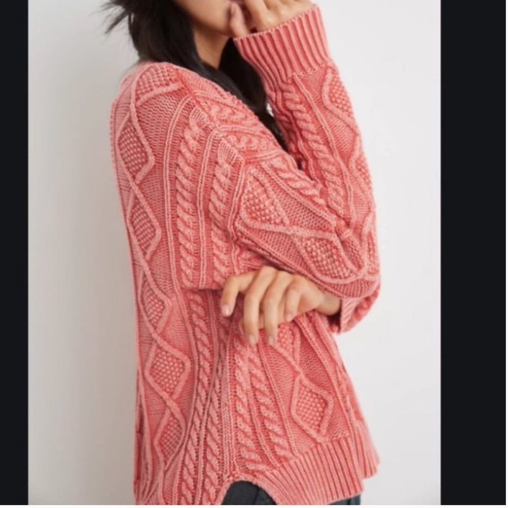 Anthropologie PILCRO JONI CABLE-KNIT SWEATER Coral size small - Picture 3 of 15
